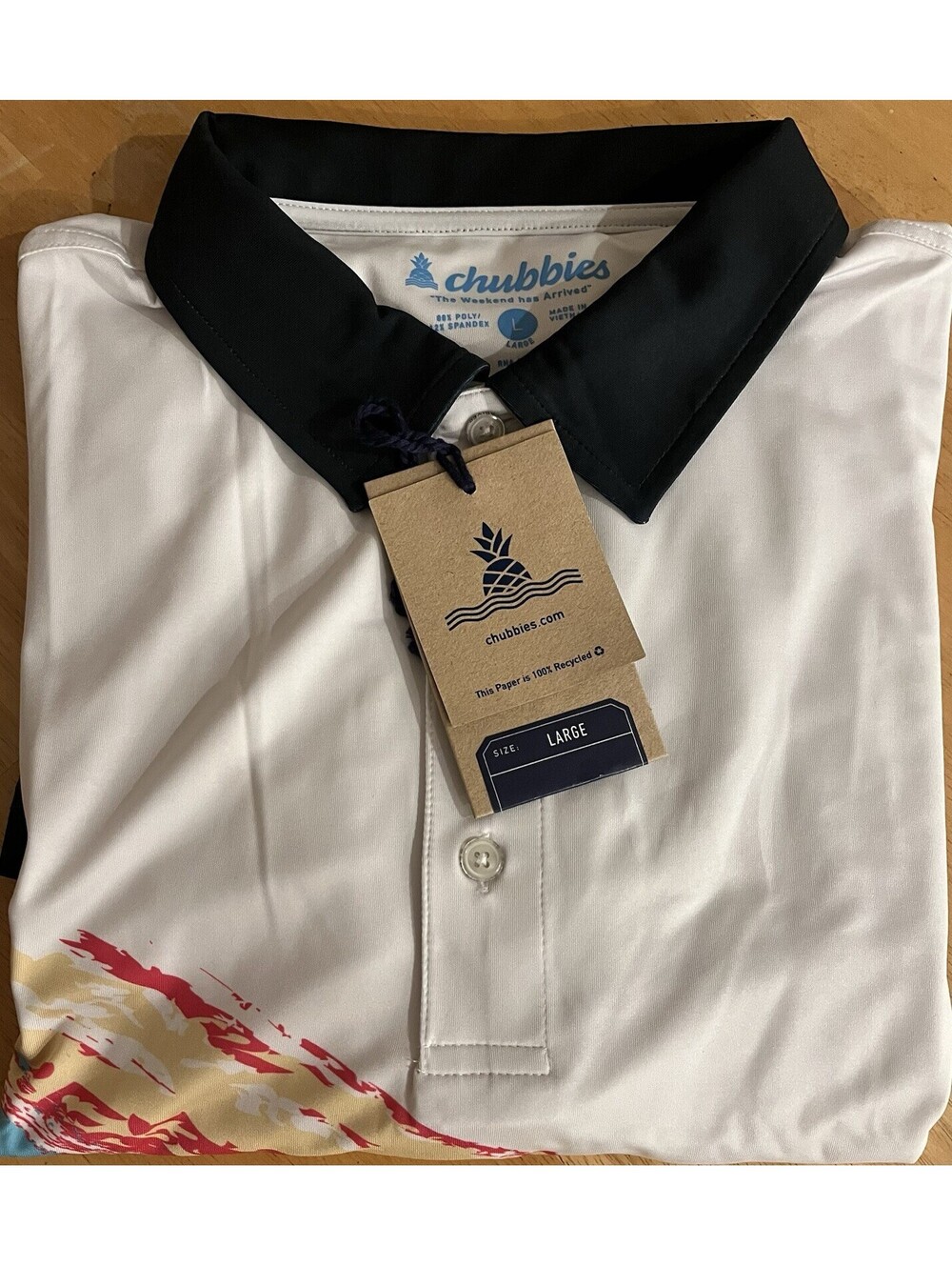 Chubbies Performance Polo Shirt Mens Large Golf Tennis Stretch NWT Lightweight